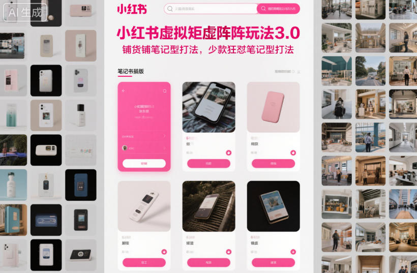 小红书虚拟矩阵玩法3.0,铺货铺笔记型打法,少款狂怼笔记型打法创客联盟总站-闲云创业网-老谢轻创网-中创网-福缘网-冒泡网-资源之家-魔方项目库创客联盟总站