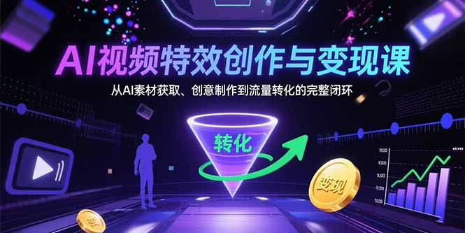 AI视频特效创作与变现课:从AI素材获取、创意制作到流量转化的完整闭环创客联盟总站-闲云创业网-老谢轻创网-中创网-福缘网-冒泡网-资源之家-魔方项目库创客联盟总站