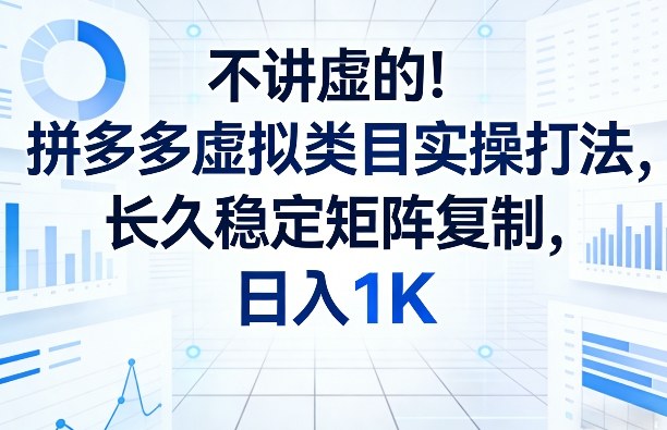 不讲虚的！拼多多虚拟类目实操打法，长久稳定矩阵复制，日入1K【揭秘】创客联盟总站-闲云创业网-老谢轻创网-中创网-福缘网-冒泡网-资源之家-魔方项目库创客联盟总站
