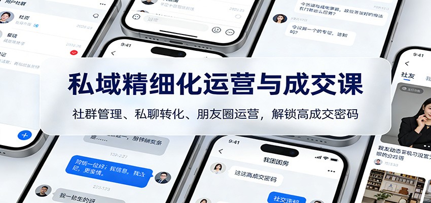 私域精细化运营与成交课：社群管理、私聊转化、朋友圈运营，解锁高成交密码创客联盟总站-闲云创业网-老谢轻创网-中创网-福缘网-冒泡网-资源之家-魔方项目库创客联盟总站