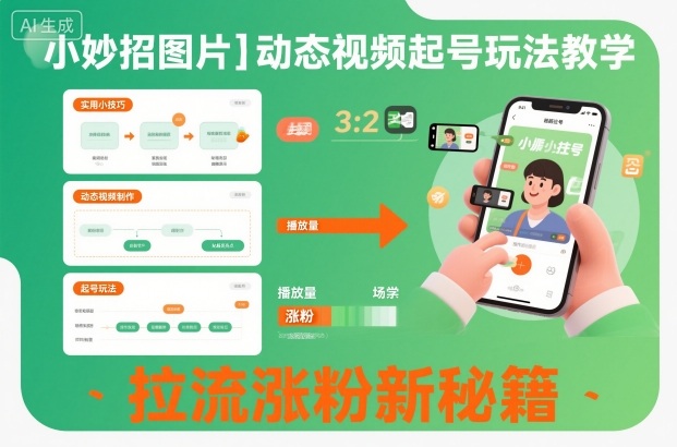 小妙招图片+动态视频起号玩法教学,拉流涨粉新秘籍创客联盟总站-闲云创业网-老谢轻创网-中创网-福缘网-冒泡网-资源之家-魔方项目库创客联盟总站