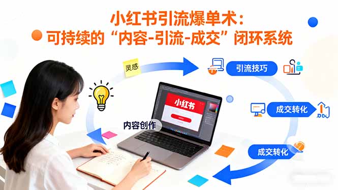 小红书引流爆单术：构建一套低成本 可持续的“内容-引流-成交”闭环系统创客联盟总站-闲云创业网-老谢轻创网-中创网-福缘网-冒泡网-资源之家-魔方项目库创客联盟总站