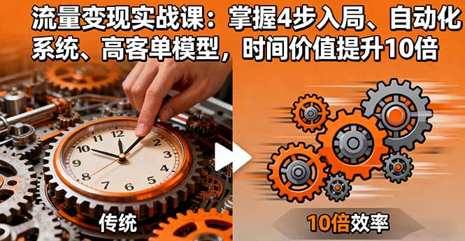 流量变现实战课：掌握4步入局、自动化系统、高客单模型，时间价值提升10倍创客联盟总站-闲云创业网-老谢轻创网-中创网-福缘网-冒泡网-资源之家-魔方项目库创客联盟总站
