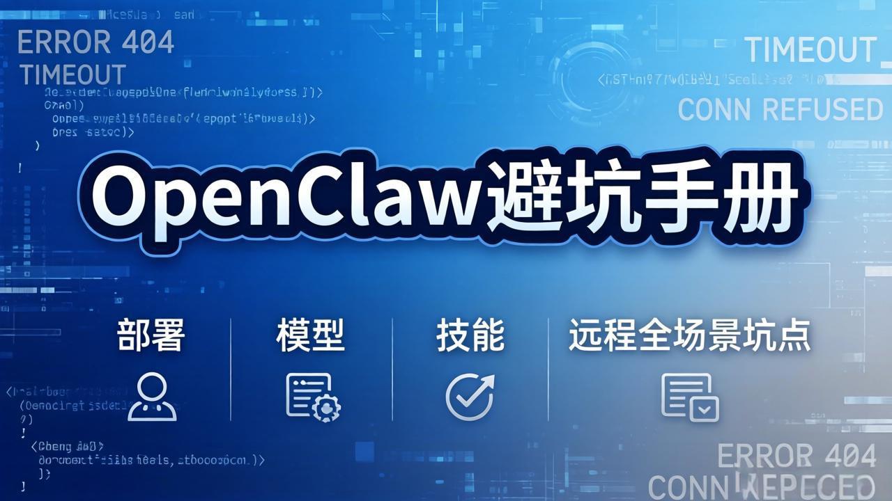 OpenClaw避坑手册：部署+模型+技能+远程全场景坑点，一次性给你说全，少走弯路创客联盟总站-闲云创业网-老谢轻创网-中创网-福缘网-冒泡网-资源之家-魔方项目库创客联盟总站