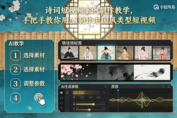 古诗词短视频案例制作教学,手把手教你用AI制作中国风类型短视频创客联盟总站-闲云创业网-老谢轻创网-中创网-福缘网-冒泡网-资源之家-魔方项目库创客联盟总站