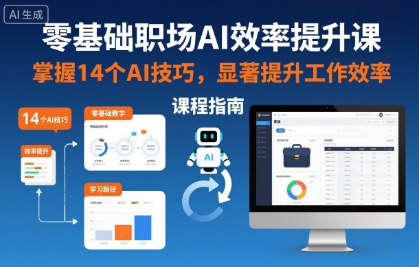 零基础职场AI效率提升课,掌握14个AI技巧,显著提升工作效率创客联盟总站-闲云创业网-老谢轻创网-中创网-福缘网-冒泡网-资源之家-魔方项目库创客联盟总站