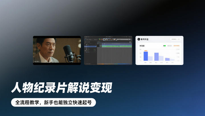 人物纪录片解说变现,全流程教学,新手也能独立快速起号创客联盟总站-闲云创业网-老谢轻创网-中创网-福缘网-冒泡网-资源之家-魔方项目库创客联盟总站