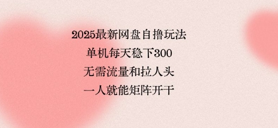 2025最新网盘自撸玩法，单机每天稳下3张，无需流量和拉人头，一个人就可轻松矩阵，全网独一份【揭秘】创客联盟总站-闲云创业网-老谢轻创网-中创网-福缘网-冒泡网-资源之家-魔方项目库创客联盟总站