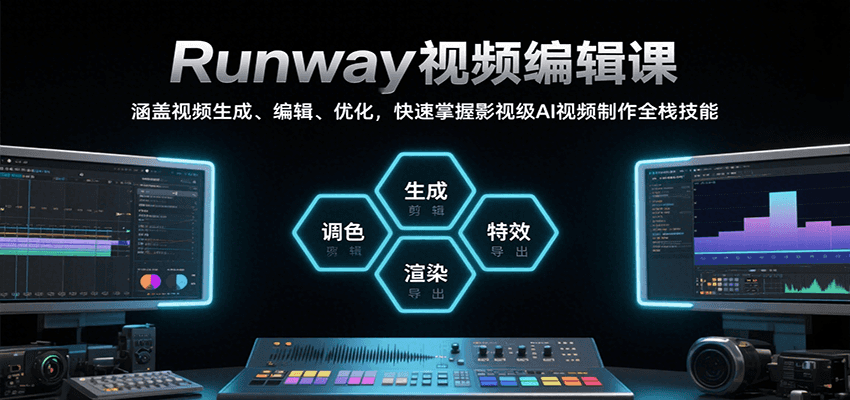 Runway视频编辑课，涵盖视频生成、编辑、优化，快速掌握影视级AI视频制作全栈技能创客联盟总站-闲云创业网-老谢轻创网-中创网-福缘网-冒泡网-资源之家-魔方项目库创客联盟总站