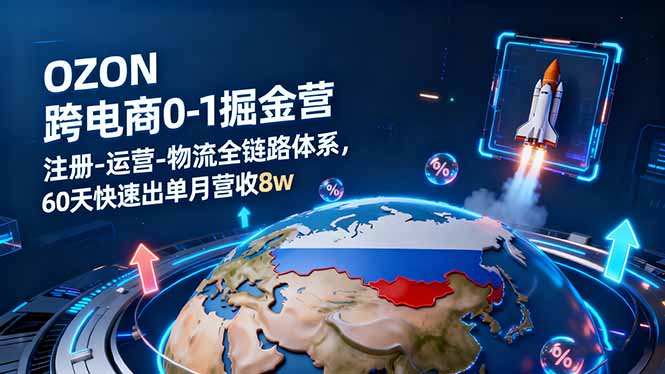 OZON跨境电商0-1掘金营:注册-运营-物流全链路体系,60天快速出单月营收8w创客联盟总站-闲云创业网-老谢轻创网-中创网-福缘网-冒泡网-资源之家-魔方项目库创客联盟总站