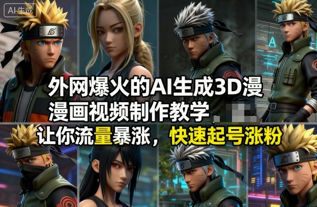 外网爆火的AI生成3D漫画视频制作教学，让你流量暴涨，快速起号涨粉！创客联盟总站-闲云创业网-老谢轻创网-中创网-福缘网-冒泡网-资源之家-魔方项目库创客联盟总站
