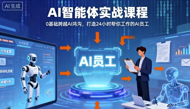 Ai智能体实战课程，0基础跨越Ai鸿沟，打造24小时帮你工作的Ai员工，打破常规，以实战定义Ai创客联盟总站-闲云创业网-老谢轻创网-中创网-福缘网-冒泡网-资源之家-魔方项目库创客联盟总站