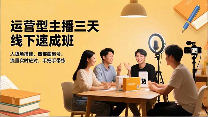 运营型主播三天线下班，人货场搭建,四部曲起号,流量实时应对，手把手带练创客联盟总站-闲云创业网-老谢轻创网-中创网-福缘网-冒泡网-资源之家-魔方项目库创客联盟总站