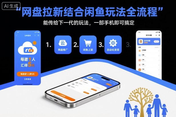 网盘拉新结合闲鱼玩法全流程，能传给下一代的玩法，一部手机即可搞定(附入口渠道以及实操教程)创客联盟总站-闲云创业网-老谢轻创网-中创网-福缘网-冒泡网-资源之家-魔方项目库创客联盟总站