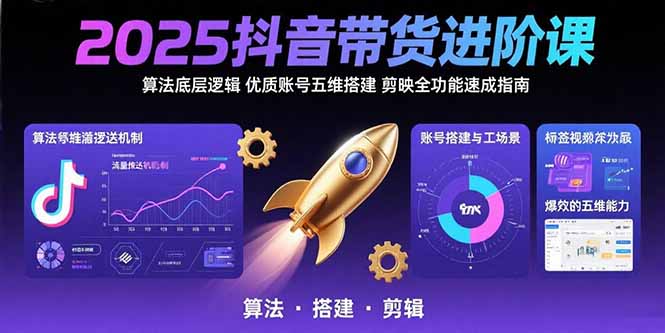 2025抖音带货进阶课：算法底层逻辑,优质账号五维搭建,剪映全功能速成指南创客联盟总站-闲云创业网-老谢轻创网-中创网-福缘网-冒泡网-资源之家-魔方项目库创客联盟总站