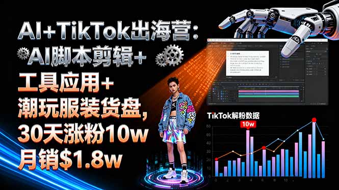 AI+TikTok出海营:AI脚本剪辑+工具应用+潮玩服装货盘,30天涨粉10w月销$1.8w创客联盟总站-闲云创业网-老谢轻创网-中创网-福缘网-冒泡网-资源之家-魔方项目库创客联盟总站