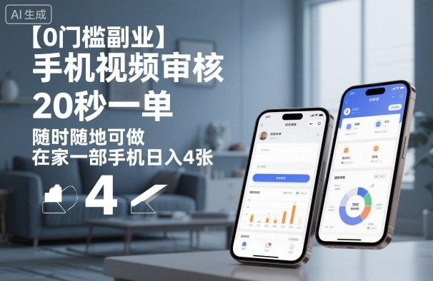 【0门槛副业】手机视频审核，20秒一单，随时随地可做，在家一部手机日入4张【揭秘】创客联盟总站-闲云创业网-老谢轻创网-中创网-福缘网-冒泡网-资源之家-魔方项目库创客联盟总站