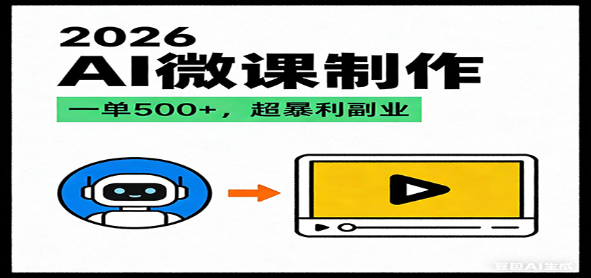 2026AI 风口最稳副业：微课代写制作，一单 500+，人人可做的蓝海项目创客联盟总站-闲云创业网-老谢轻创网-中创网-福缘网-冒泡网-资源之家-魔方项目库创客联盟总站