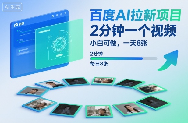 百度AI拉新项目，2分钟一个视频，小白可做，一天8张【附案例+保姆级教程】创客联盟总站-闲云创业网-老谢轻创网-中创网-福缘网-冒泡网-资源之家-魔方项目库创客联盟总站