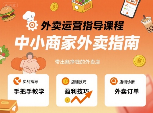 外卖运营指导课程，中小商家外卖指南，手把手带出能挣钱的外卖店创客联盟总站-闲云创业网-老谢轻创网-中创网-福缘网-冒泡网-资源之家-魔方项目库创客联盟总站