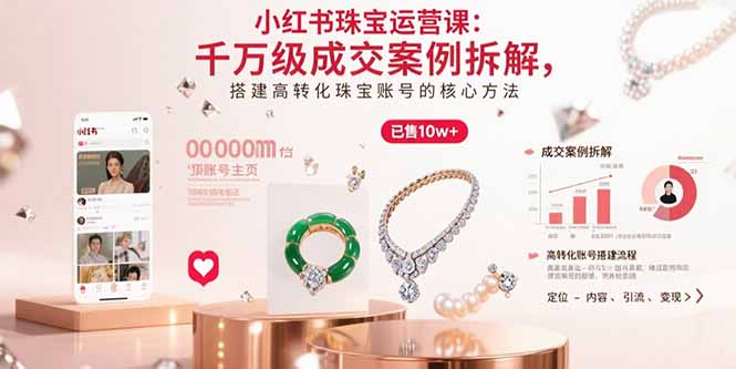 小红书珠宝运营课：千万级成交案例拆解，搭建高转化珠宝账号的核心方法创客联盟总站-闲云创业网-老谢轻创网-中创网-福缘网-冒泡网-资源之家-魔方项目库创客联盟总站
