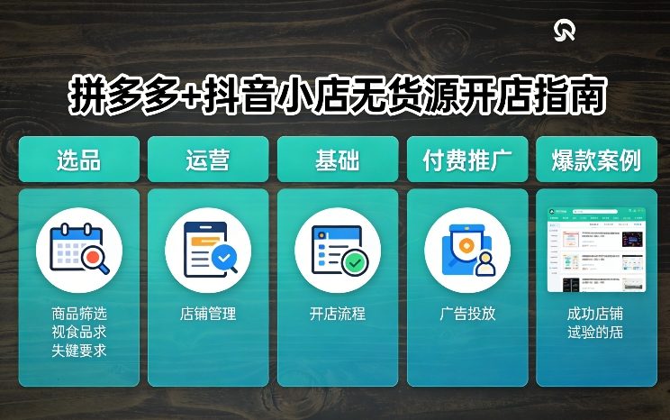 拼多多+抖音小店无货源开店，包括：选品、运营、基础、付费推广、爆款案例等(更新26年3月)创客联盟总站-闲云创业网-老谢轻创网-中创网-福缘网-冒泡网-资源之家-魔方项目库创客联盟总站