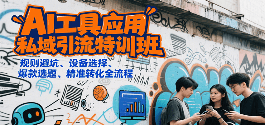 AI工具应用私域引流特训班，规则避坑、设备选择、爆款选题、精准转化全流程创客联盟总站-闲云创业网-老谢轻创网-中创网-福缘网-冒泡网-资源之家-魔方项目库创客联盟总站