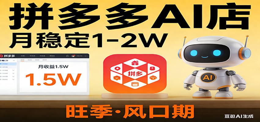 开一家拼多多AI店，月稳定1-2W，目前旺季，风口期！创客联盟总站-闲云创业网-老谢轻创网-中创网-福缘网-冒泡网-资源之家-魔方项目库创客联盟总站