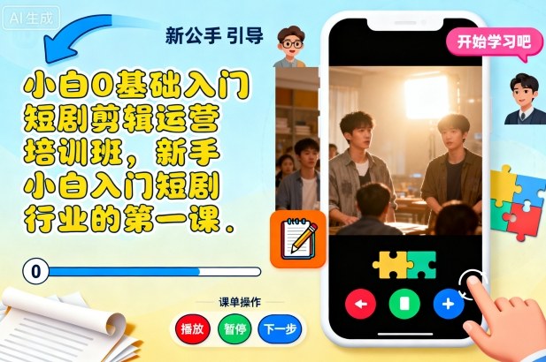 小白0基础入门短剧剪辑运营培训班,新手小白入门短剧行业的第一课创客联盟总站-闲云创业网-老谢轻创网-中创网-福缘网-冒泡网-资源之家-魔方项目库创客联盟总站