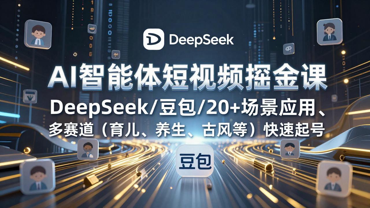 AI智能体短视频掘金课,DeepSeek/豆包/20+场景应用、多赛道(育儿、养生、古风等创客联盟总站-闲云创业网-老谢轻创网-中创网-福缘网-冒泡网-资源之家-魔方项目库创客联盟总站
