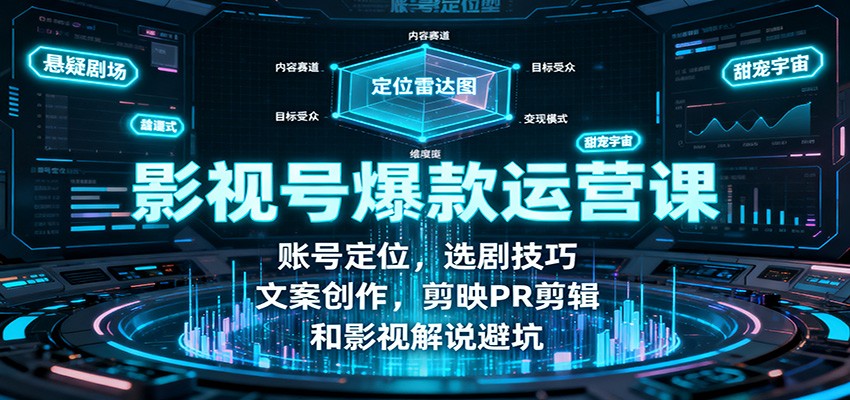 影视号爆款运营课：账号定位，选剧技巧，文案创作，剪映PR剪辑和影视解说避坑创客联盟总站-闲云创业网-老谢轻创网-中创网-福缘网-冒泡网-资源之家-魔方项目库创客联盟总站