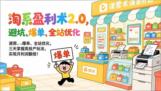 淘系盈利术2.0，避坑、爆单、全站优化，三天掌握高投产玩法，实现月利润翻倍！创客联盟总站-闲云创业网-老谢轻创网-中创网-福缘网-冒泡网-资源之家-魔方项目库创客联盟总站