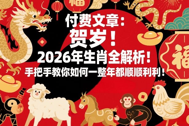 付费文章：贺岁！2026年生肖全解析！手把手教你如何一整年都顺顺利利！创客联盟总站-闲云创业网-老谢轻创网-中创网-福缘网-冒泡网-资源之家-魔方项目库创客联盟总站