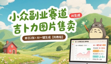 小众副业赛道 吉卜力图片售卖 单日2张+ AI一键生成【附教程】创客联盟总站-闲云创业网-老谢轻创网-中创网-福缘网-冒泡网-资源之家-魔方项目库创客联盟总站