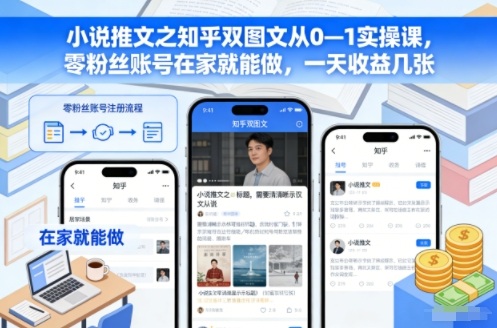 小说推文之知乎双图文从0—1实操课,零粉丝账号在家就能做,一天收益几张创客联盟总站-闲云创业网-老谢轻创网-中创网-福缘网-冒泡网-资源之家-魔方项目库创客联盟总站