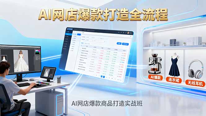 AI网店爆款商品打造实战班:AI技术实现商品图智能处理,快速搭建AI网店创客联盟总站-闲云创业网-老谢轻创网-中创网-福缘网-冒泡网-资源之家-魔方项目库创客联盟总站