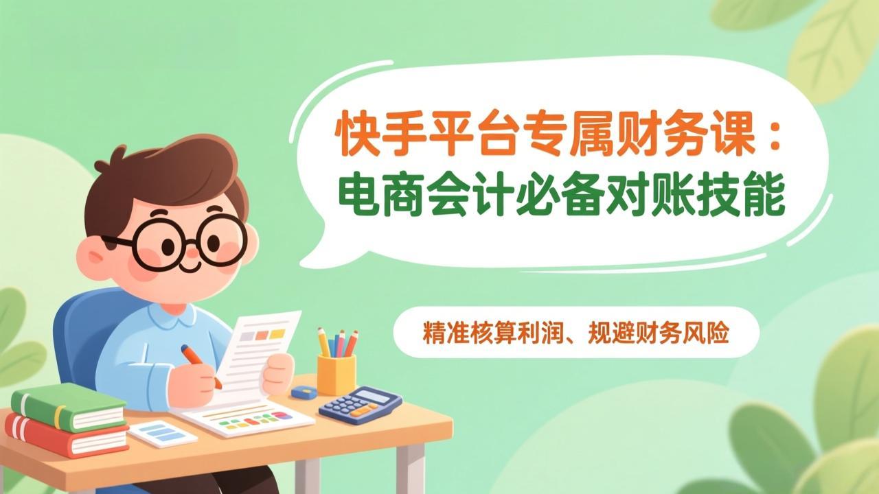 快手平台专属财务课：电商会计必备对账技能，精准核算利润、规避财务风险创客联盟总站-闲云创业网-老谢轻创网-中创网-福缘网-冒泡网-资源之家-魔方项目库创客联盟总站