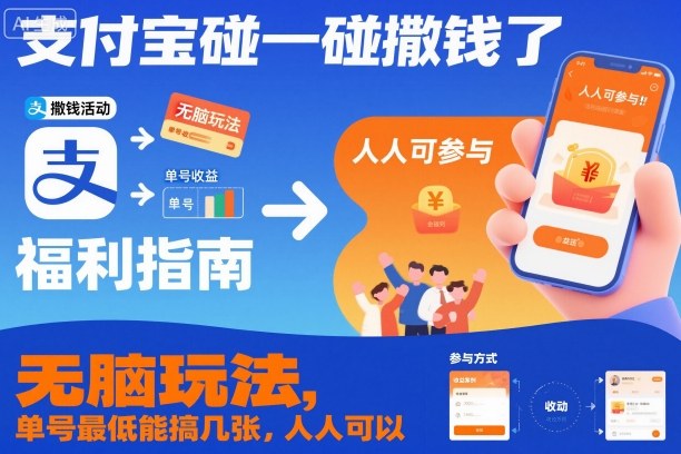 支付宝碰一碰撒钱了,无脑玩法,单号最低能搞几张,人人可以撸【揭秘】创客联盟总站-闲云创业网-老谢轻创网-中创网-福缘网-冒泡网-资源之家-魔方项目库创客联盟总站