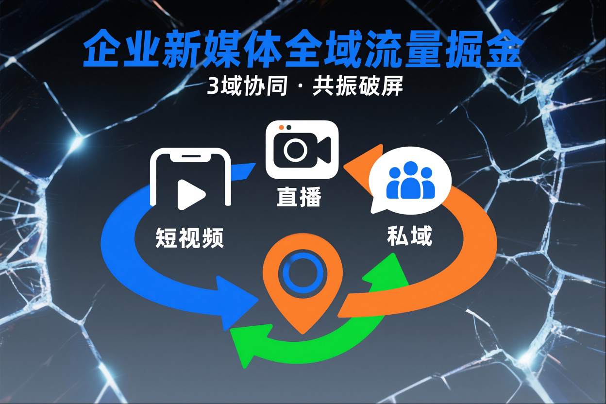 短视频全域商业模式，企业新媒体全域流量掘金，3域协同，共振破屏，短视频-直播-私域-地域创客联盟总站-闲云创业网-老谢轻创网-中创网-福缘网-冒泡网-资源之家-魔方项目库创客联盟总站