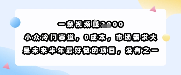 一条视频挣1k，小众冷门赛道，0成本，市场需求大，是未来半年最好做的项目，没有之一创客联盟总站-闲云创业网-老谢轻创网-中创网-福缘网-冒泡网-资源之家-魔方项目库创客联盟总站