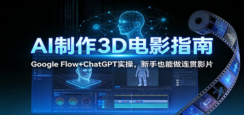 AI制作3D电影指南：Google Flow+ChatGPT实操，新手也能做连贯影片创客联盟总站-闲云创业网-老谢轻创网-中创网-福缘网-冒泡网-资源之家-魔方项目库创客联盟总站