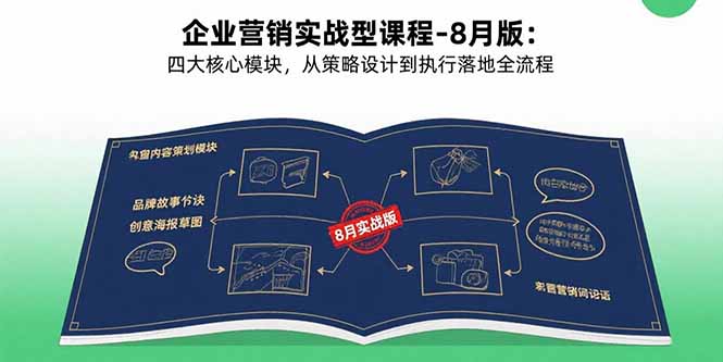 企业营销实战型课程-8月版:四大核心模块,从策略设计到执行落地全流程创客联盟总站-闲云创业网-老谢轻创网-中创网-福缘网-冒泡网-资源之家-魔方项目库创客联盟总站