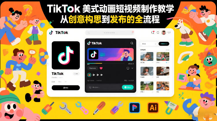 TikTok美式动画短视频制作教学，从创意构思到发布的全流程创客联盟总站-闲云创业网-老谢轻创网-中创网-福缘网-冒泡网-资源之家-魔方项目库创客联盟总站