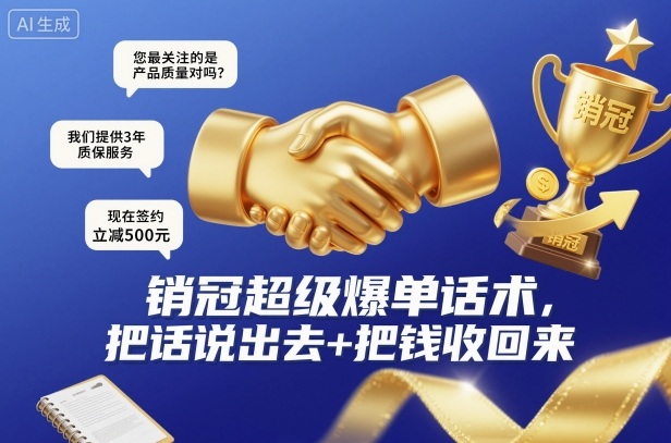 销冠超级爆单话术,把话说出去+把钱收回来创客联盟总站-闲云创业网-老谢轻创网-中创网-福缘网-冒泡网-资源之家-魔方项目库创客联盟总站