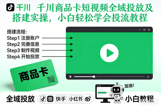 千川商品卡短视频全域投放及搭建实操，小白轻松学会投流教程(更新26年2月)创客联盟总站-闲云创业网-老谢轻创网-中创网-福缘网-冒泡网-资源之家-魔方项目库创客联盟总站