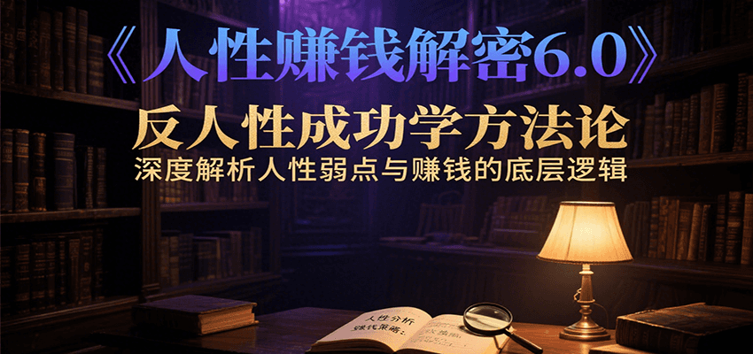 人性赚钱解密6.0，反人性成功学方法论，深度解析人性弱点与赚钱的底层逻辑创客联盟总站-闲云创业网-老谢轻创网-中创网-福缘网-冒泡网-资源之家-魔方项目库创客联盟总站