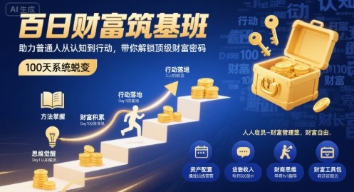 百日财富筑基班，助力普通人从认知到行动，带你解锁顶级财富密码创客联盟总站-闲云创业网-老谢轻创网-中创网-福缘网-冒泡网-资源之家-魔方项目库创客联盟总站
