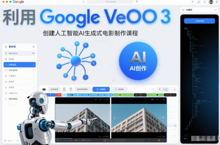 利l用Google Veo 3创建人工智能AI生成式电影制作课程,使用人工智能的力量创建令人惊叹的视频创客联盟总站-闲云创业网-老谢轻创网-中创网-福缘网-冒泡网-资源之家-魔方项目库创客联盟总站