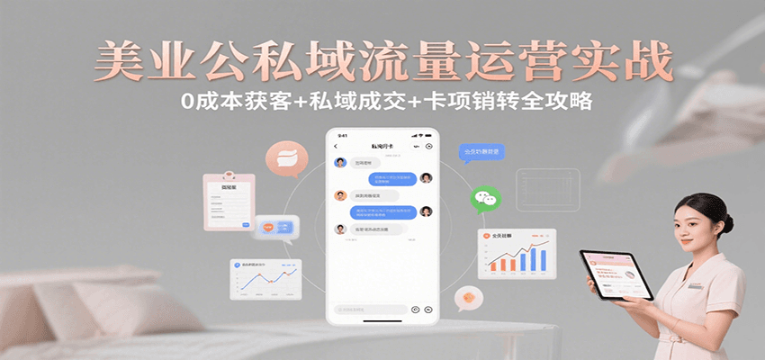 美业公私域流量运营实战：0成本获客+私域成交+卡项销转全攻略创客联盟总站-闲云创业网-老谢轻创网-中创网-福缘网-冒泡网-资源之家-魔方项目库创客联盟总站