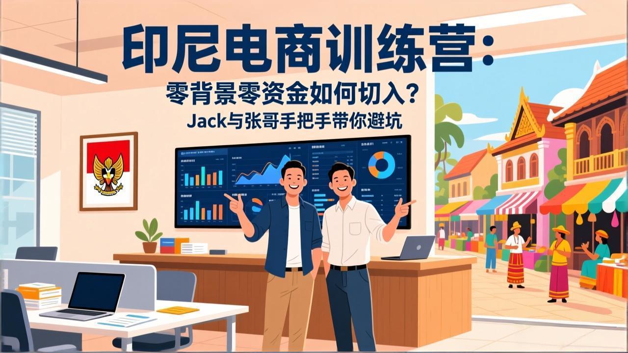 印尼电商训练营：零背景零资金如何切入？Jack与张哥手把手带你避坑创客联盟总站-闲云创业网-老谢轻创网-中创网-福缘网-冒泡网-资源之家-魔方项目库创客联盟总站